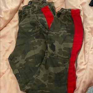 Camo Jogger Pants w/ red stripe SMALL